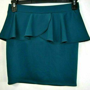 Body Central  M Bodycon Peplum Teal Ruffle Skirt